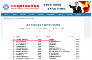 仁和集團連續(xù)五年入圍中國民營企業(yè)制造業(yè)500強榜單